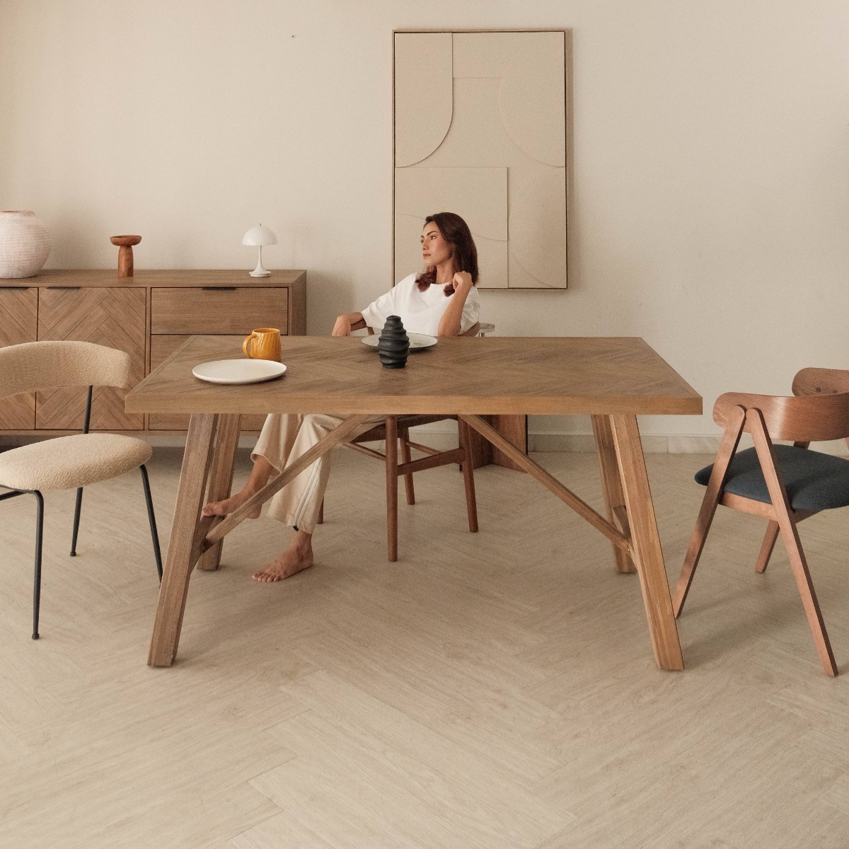 Brixton Smoke Walnut Parquet Table 160cm