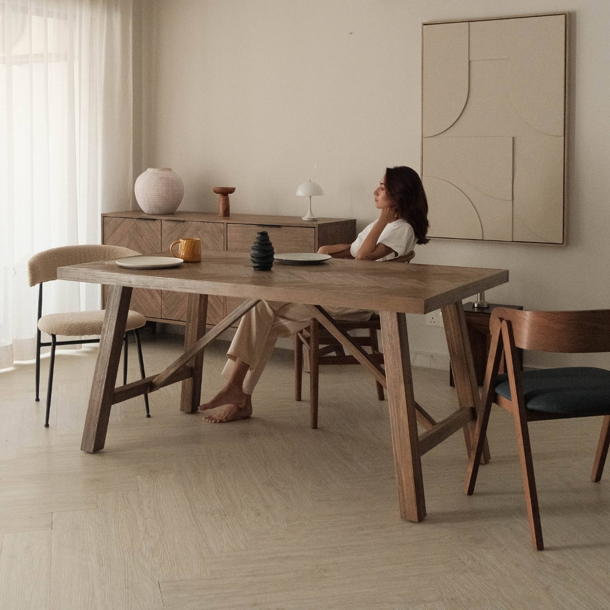 Brixton Smoke Walnut Parquet Table 160cm