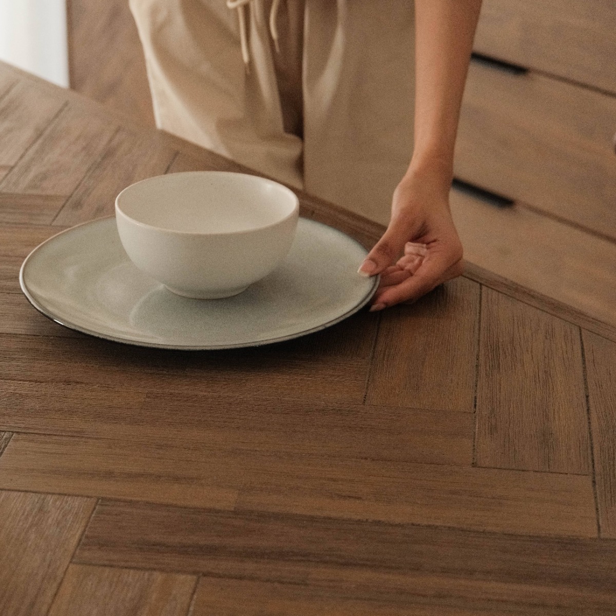 Brixton Smoke Walnut Parquet Table 160cm