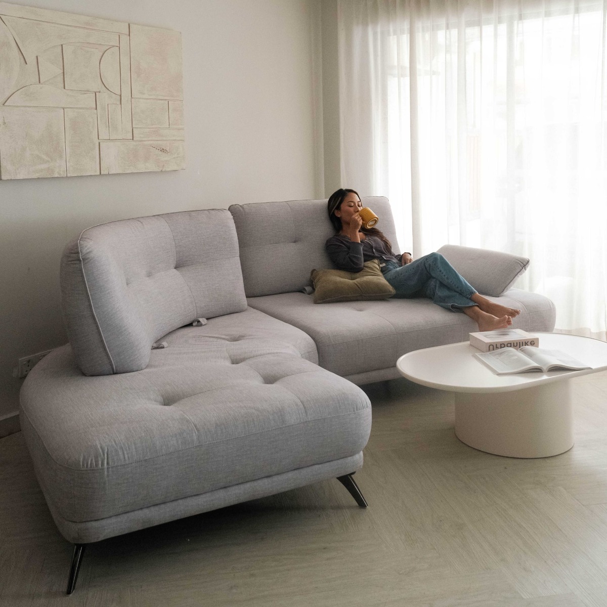 Claudia Right Corner Sofa With Adjustable Back