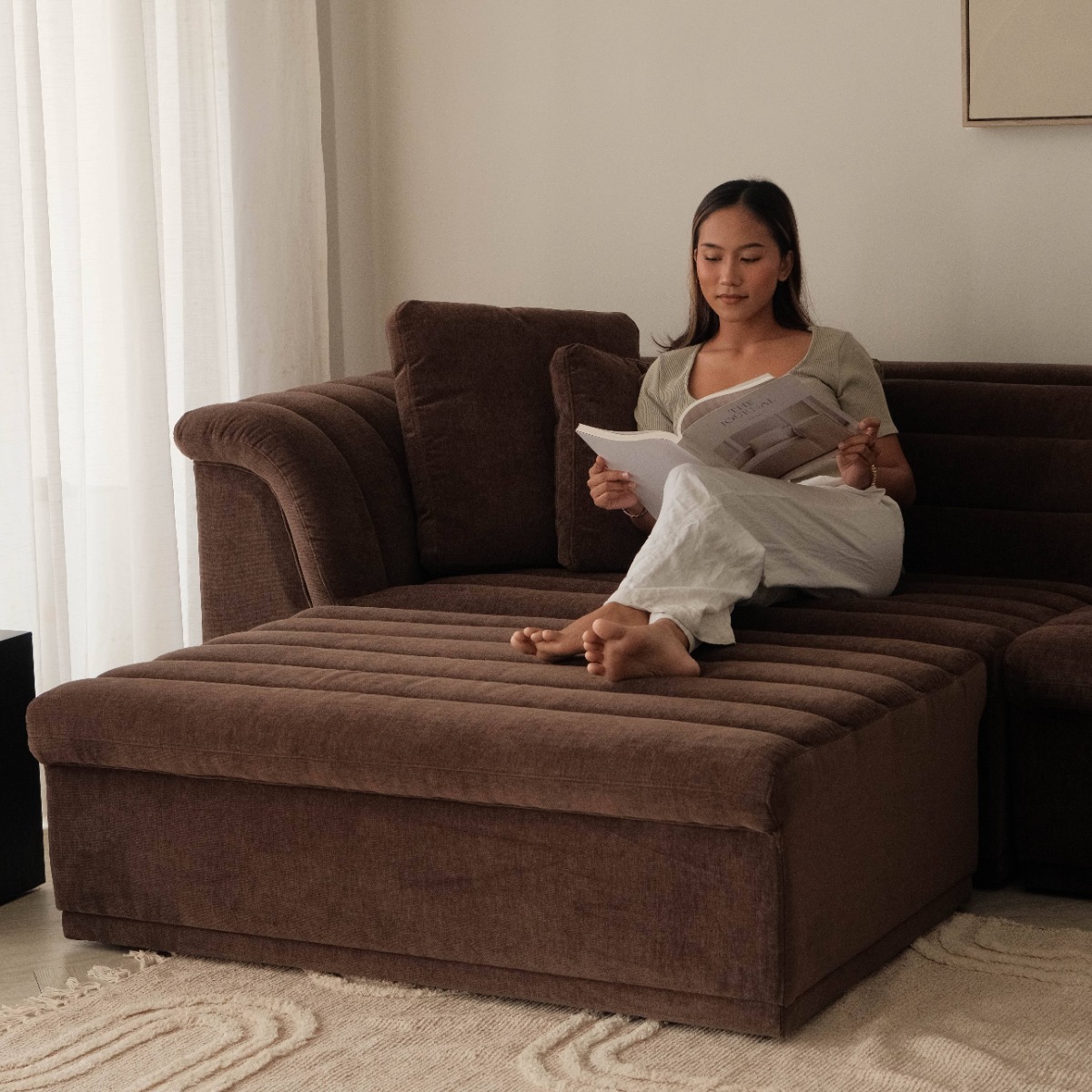 Evelyn Espresso Ottoman
