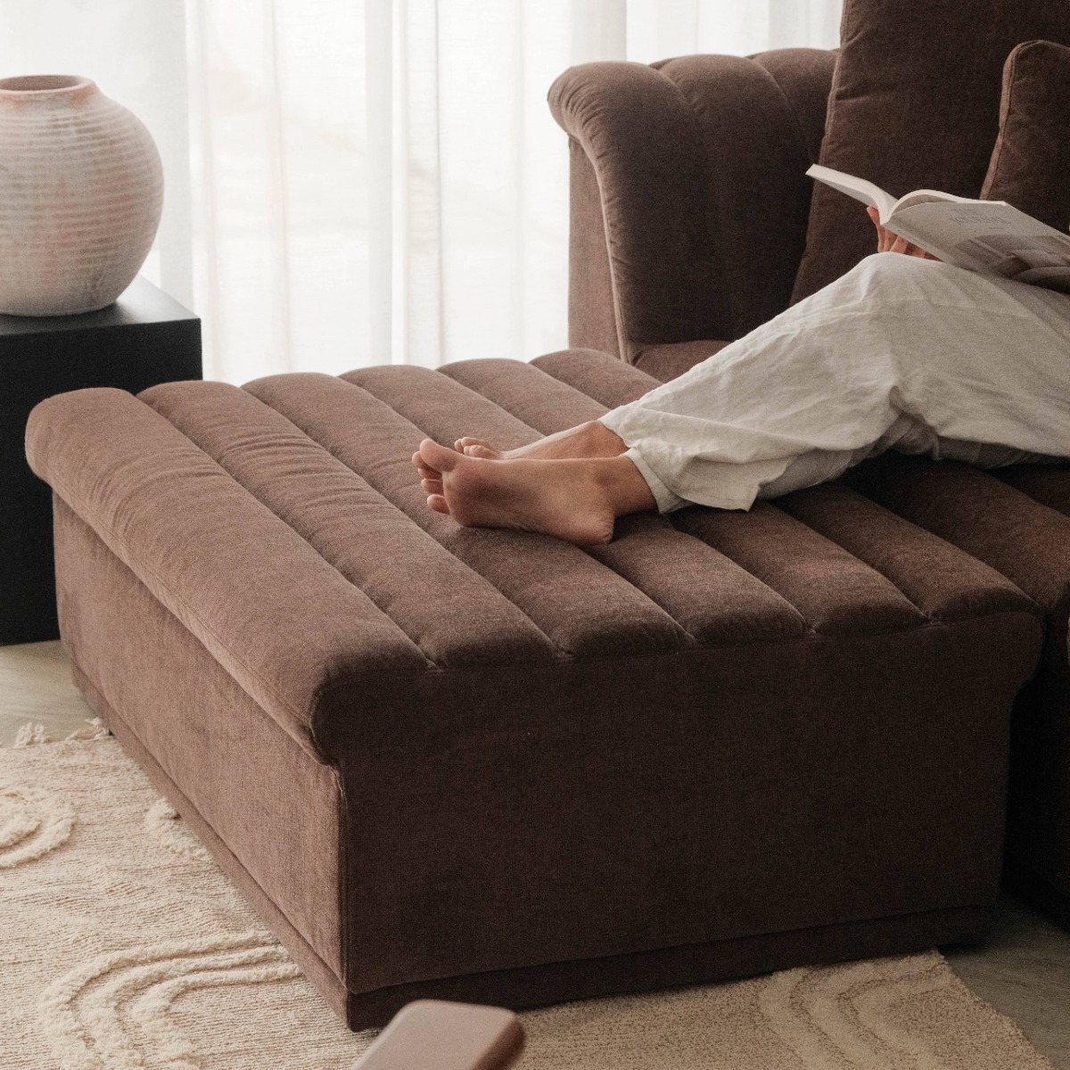 Evelyn Espresso Ottoman