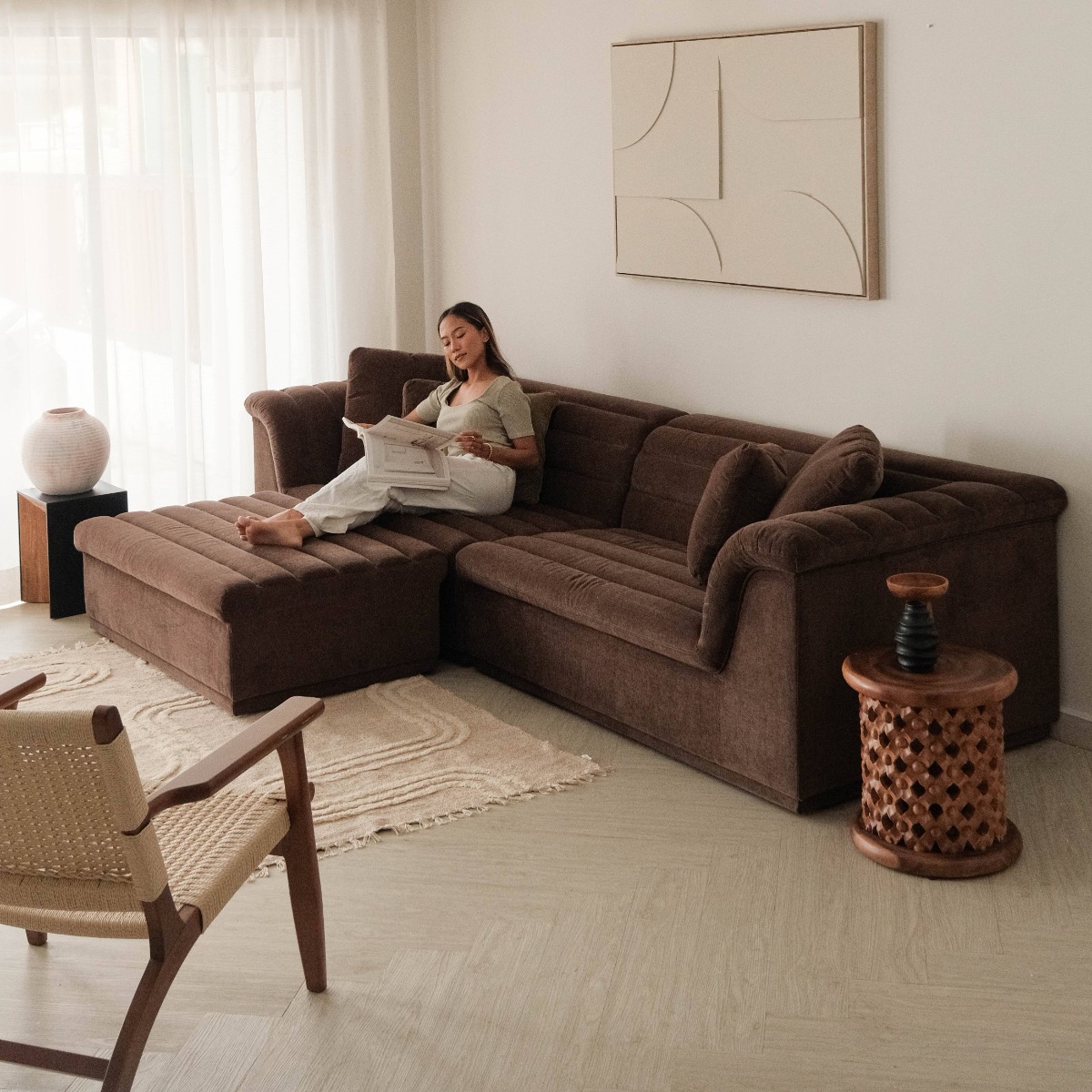 Evelyn Espresso Ottoman