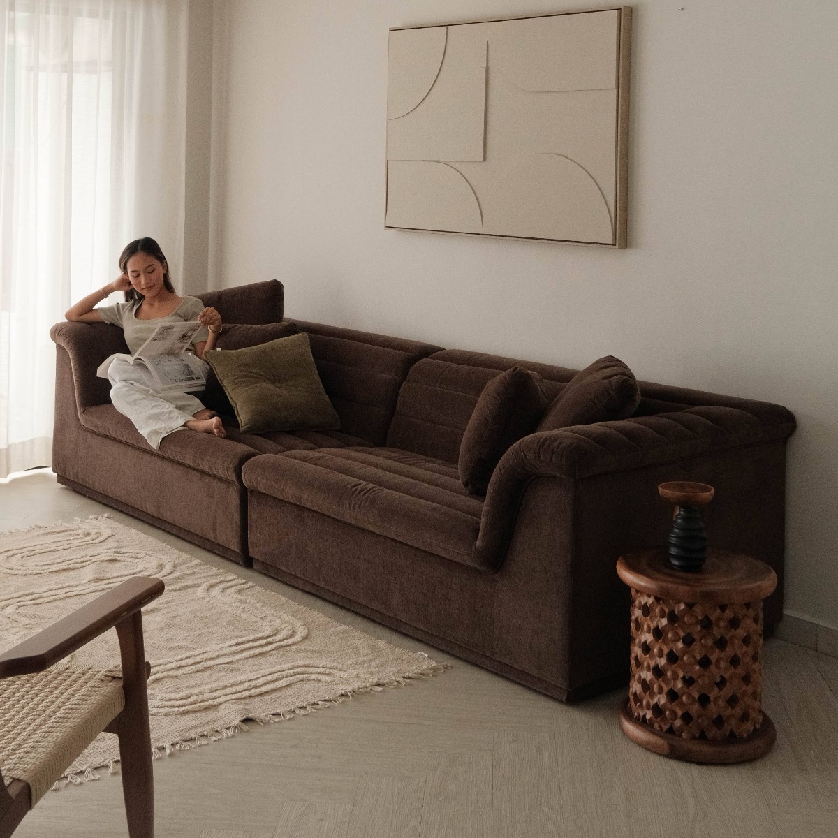 Evelyn Espresso 4 Seater Sofa