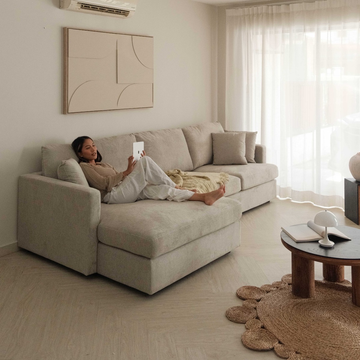 Franca Sand Grey Right Sectional Sofa