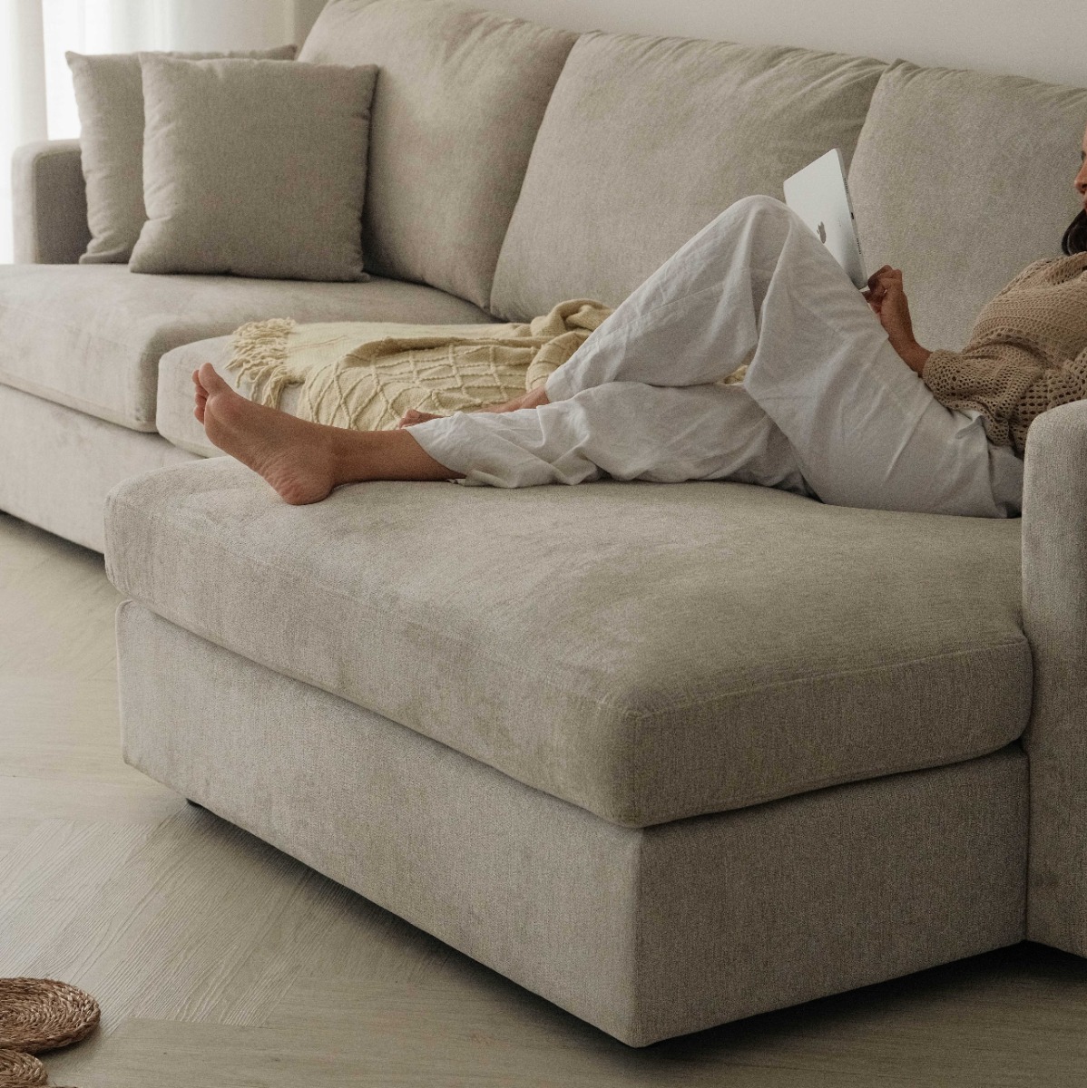 Franca Sand Grey Left Sectional Sofa