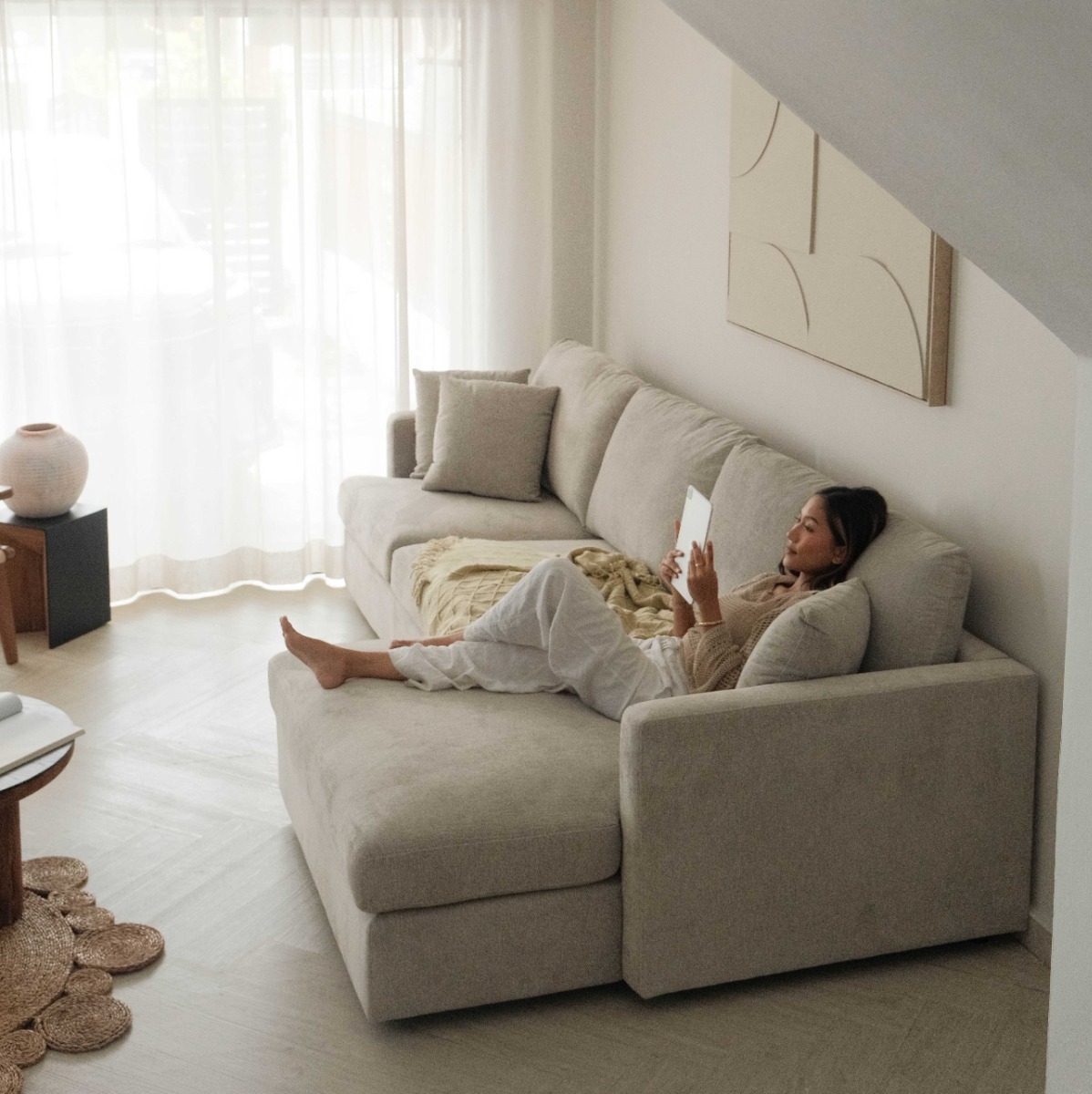 Franca Sand Grey Left Sectional Sofa