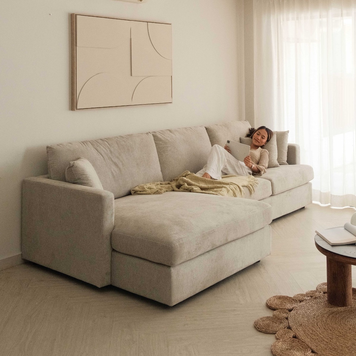 Franca Sand Grey Right Sectional Sofa