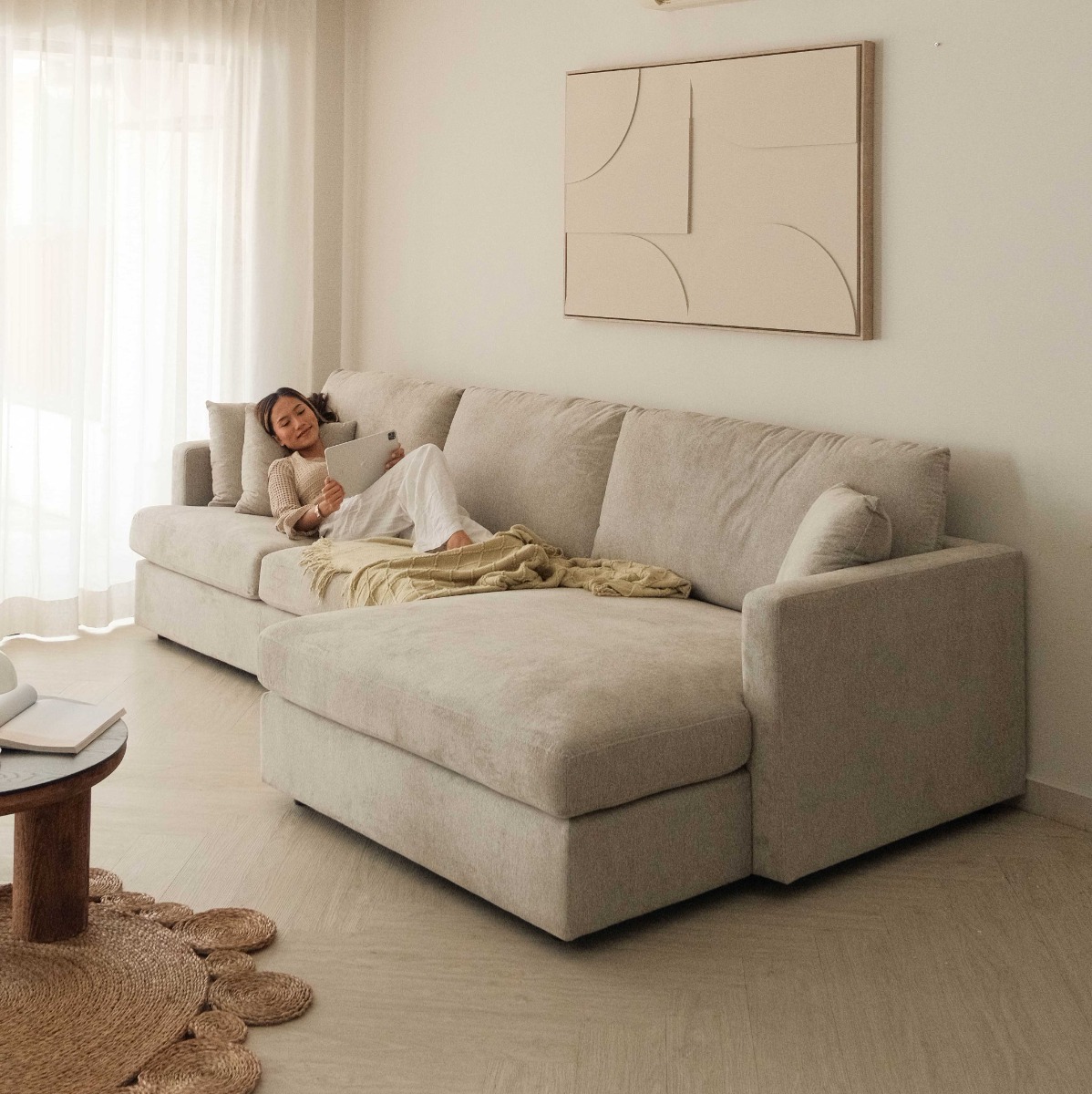 Franca Sand Grey Left Sectional Sofa
