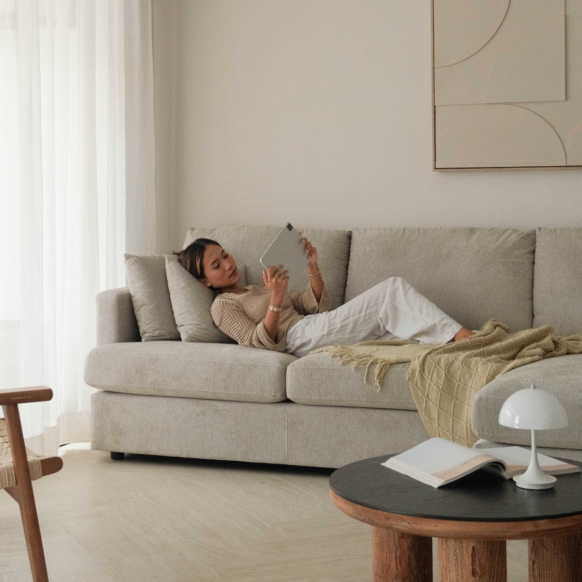 Franca Sand Grey Left Sectional Sofa