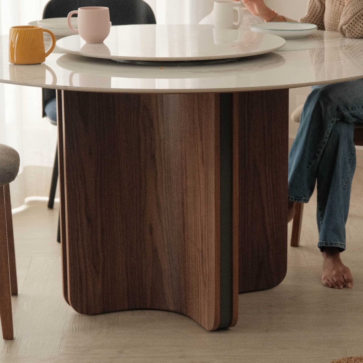 Atlas Ceramic Round Dining Table 135cm with Lazy Susan