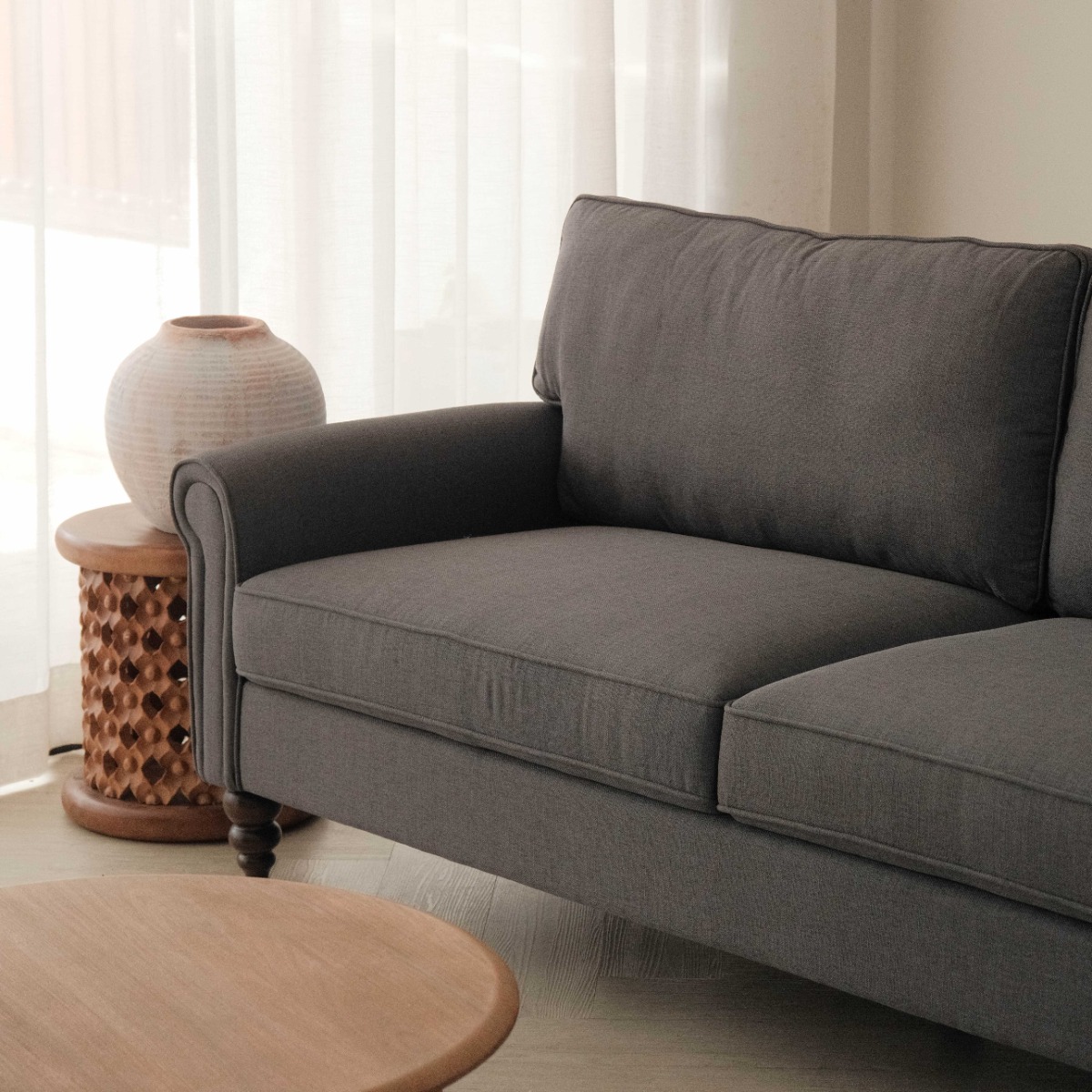 Naomi Pebble Grey 3 Seater Sofa