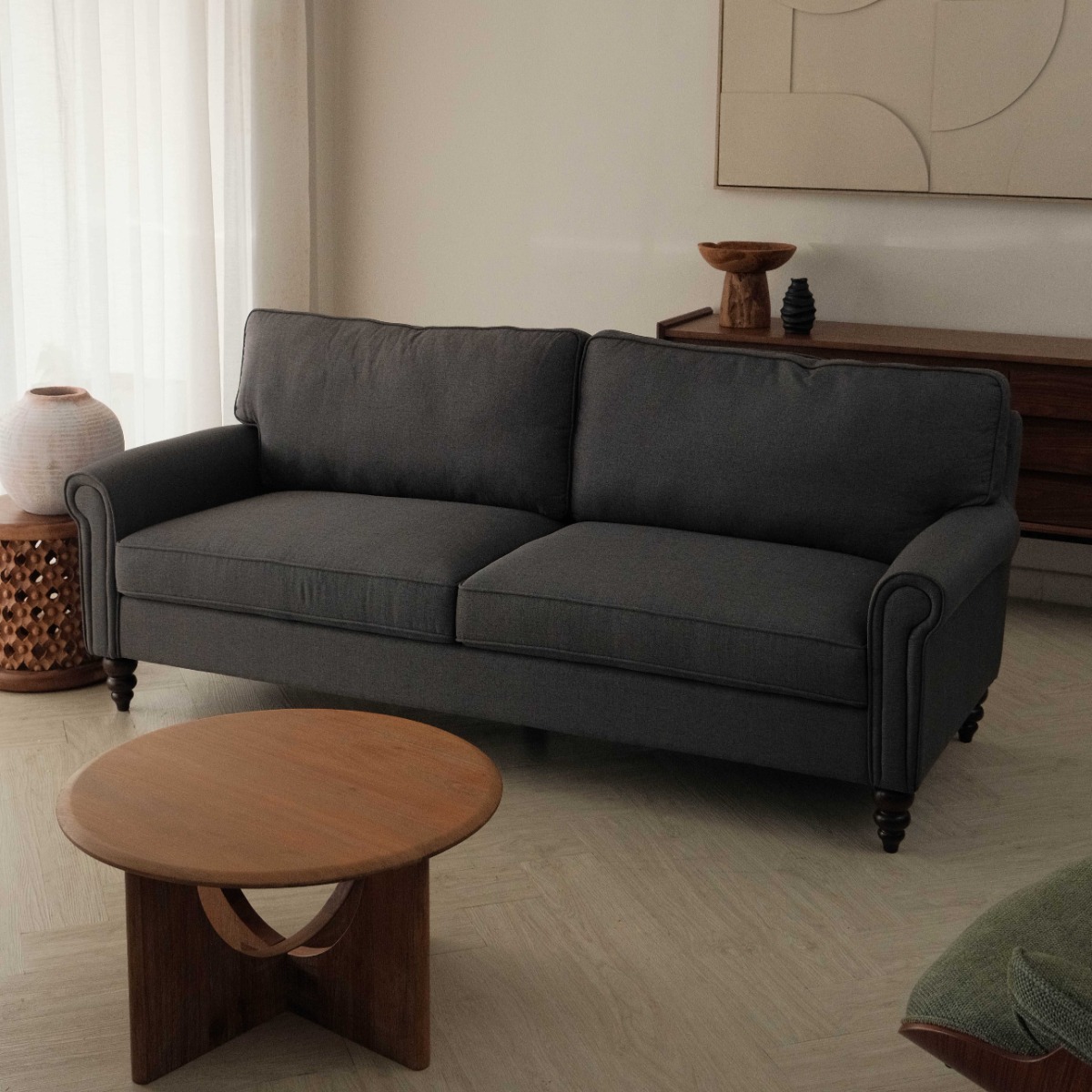Naomi Pebble Grey 3 Seater Sofa