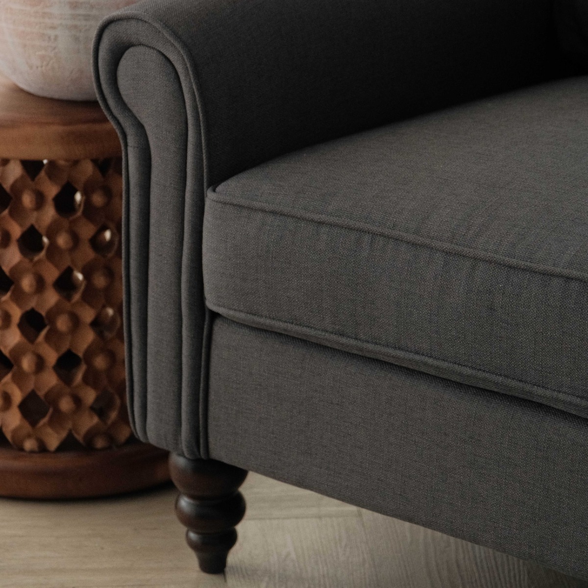 Naomi Pebble Grey 3 Seater Sofa