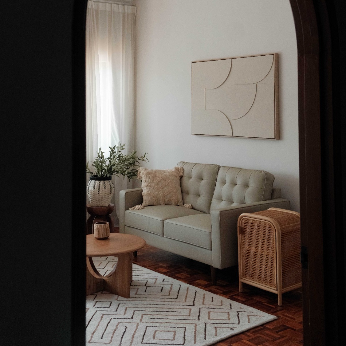 Jane Taupe Mid-Century 2 Seater Sofa