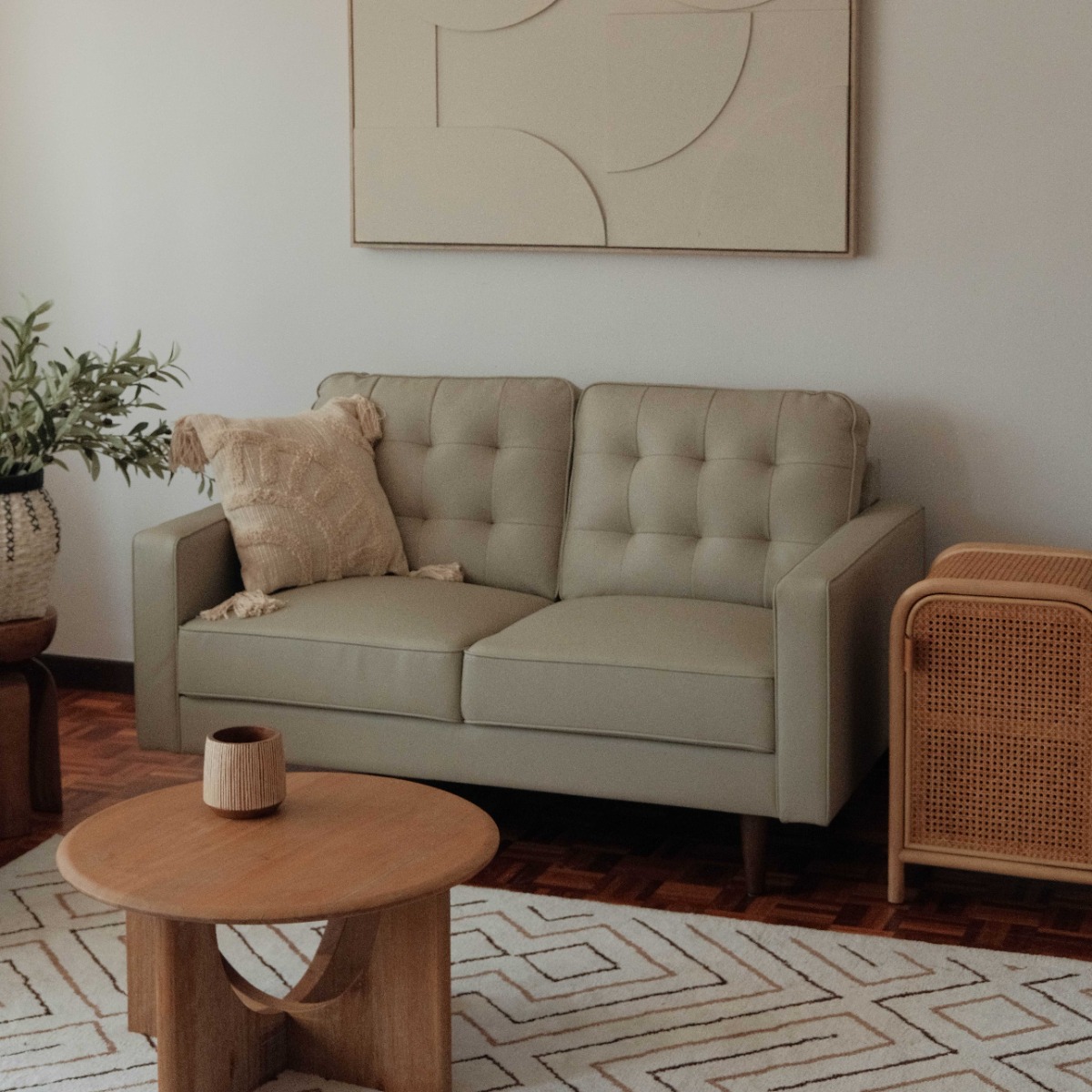 Jane Taupe Mid-Century 2 Seater Sofa