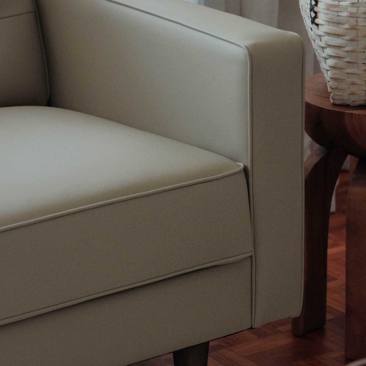 Jane Taupe Mid-Century 1 Seater Sofa