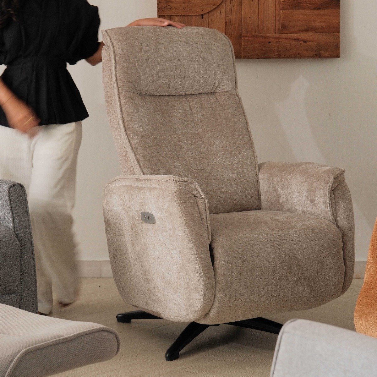 Alfie Sand Brown Power Reclining Lounge Chair