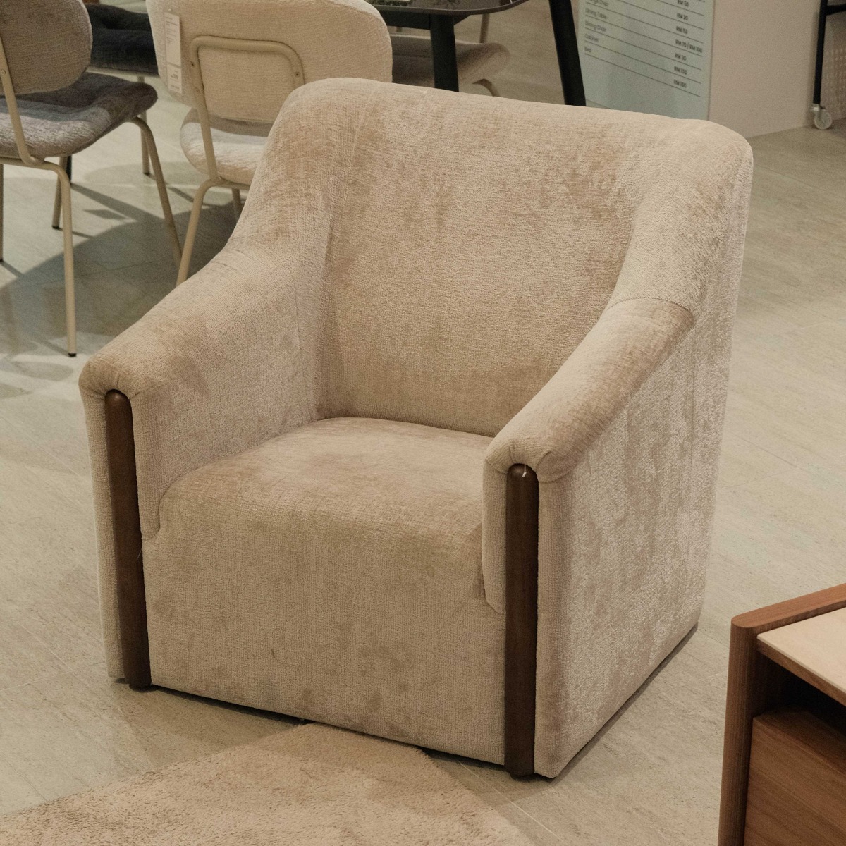 Martha Sand Brown 1 Seater Sofa