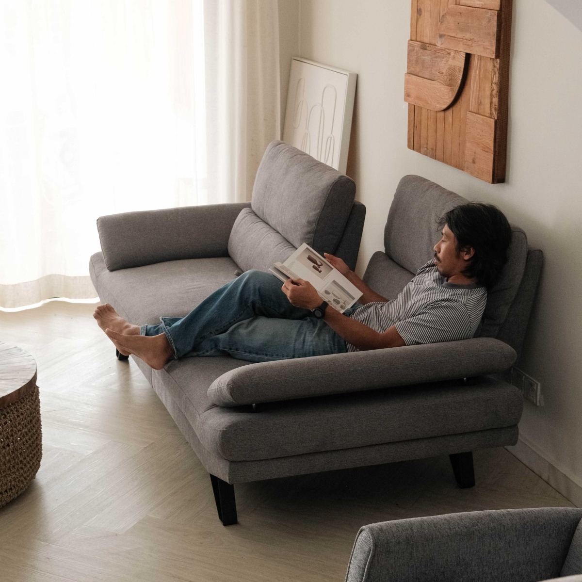 Sway Dark Grey 3 Seater Sofa With Adjustable Back