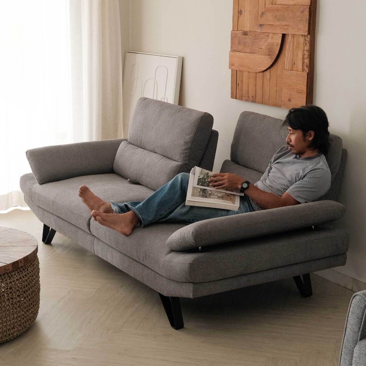 Sway Dark Grey 3 Seater Sofa With Adjustable Back