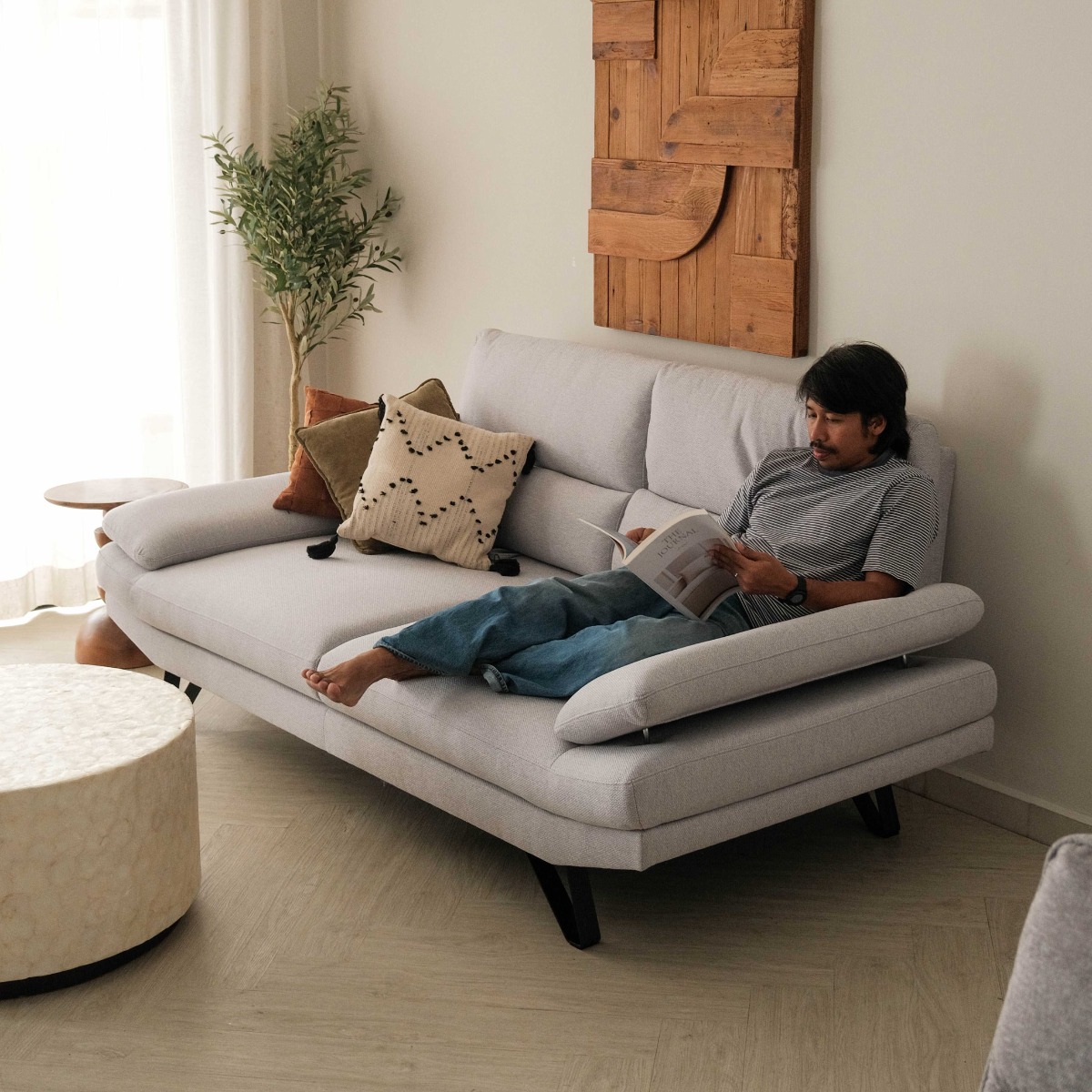 Sway Flint Grey 3 Seater Sofa With Adjustable Back