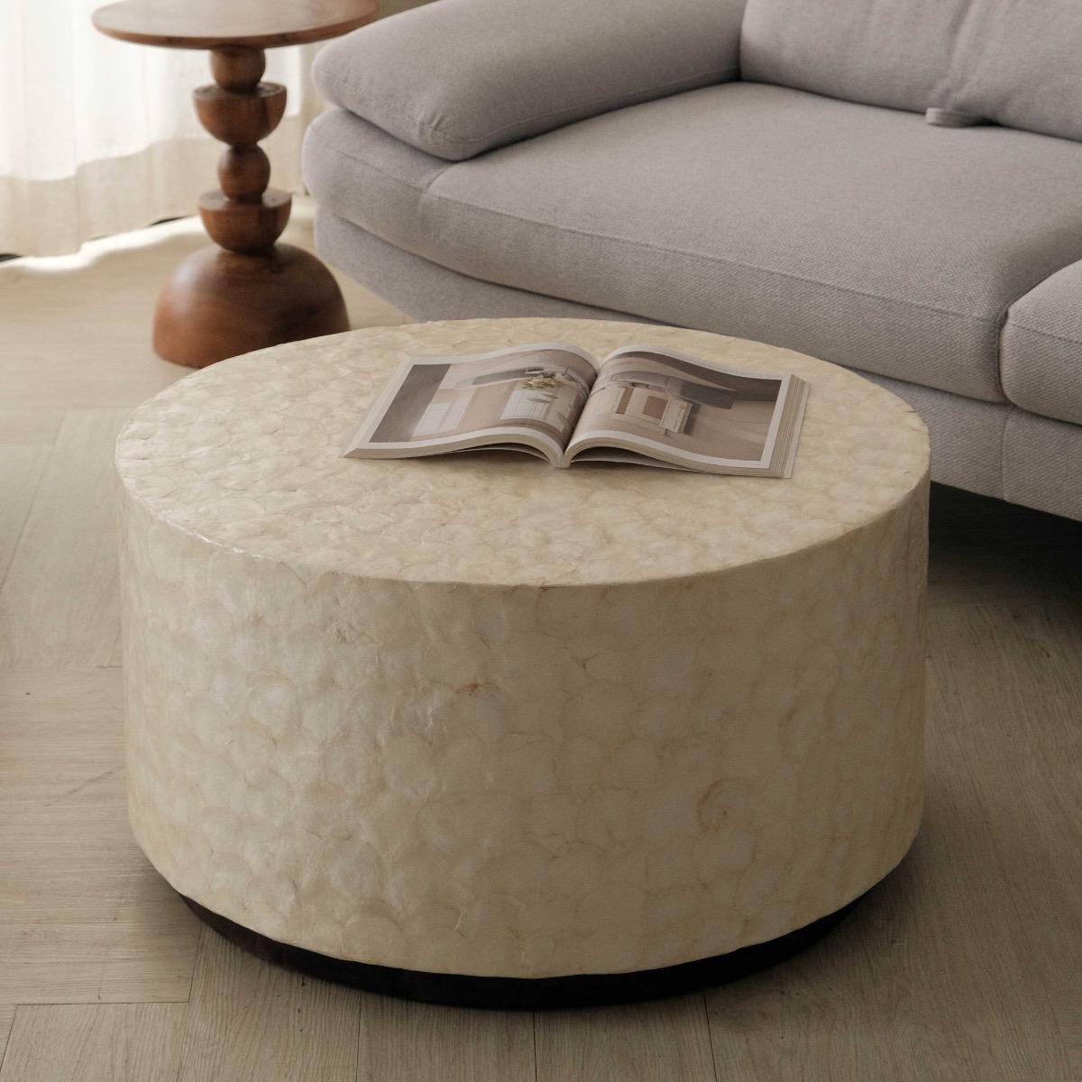Bima Capiz White Round Coffee Table