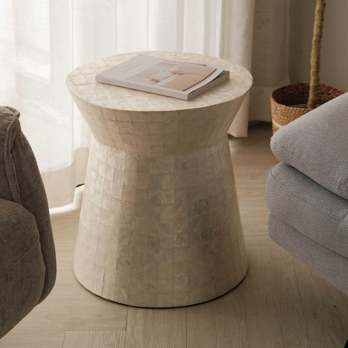 Putri Capiz White Side Table
