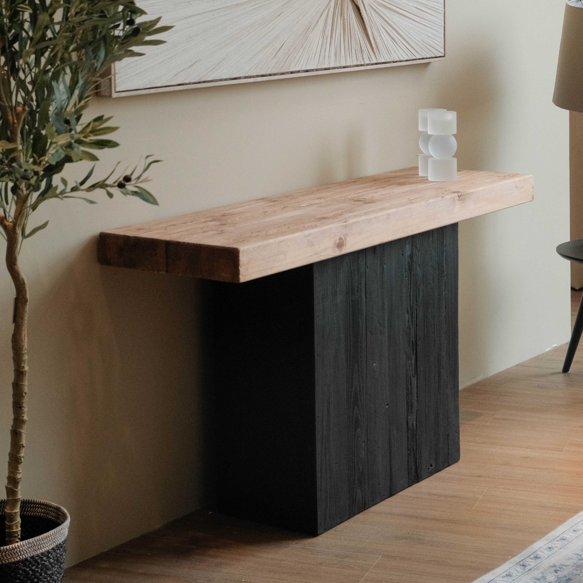 Chunk 2-Tone Reclaimed Wood Console Table