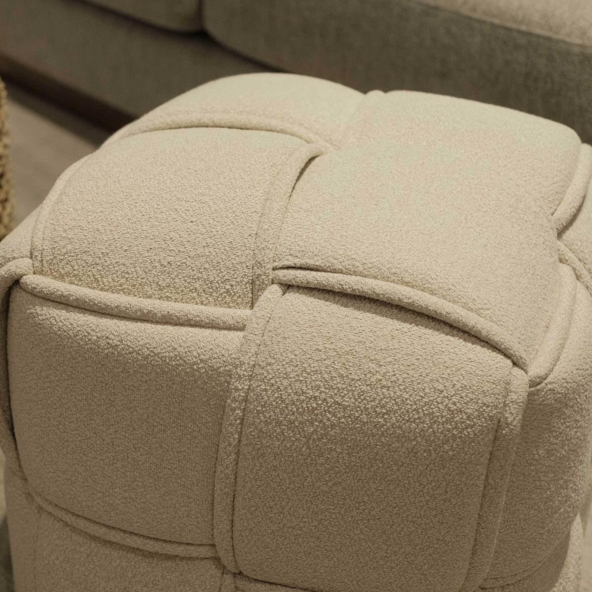 Cuboid Chiffon Beige Stool