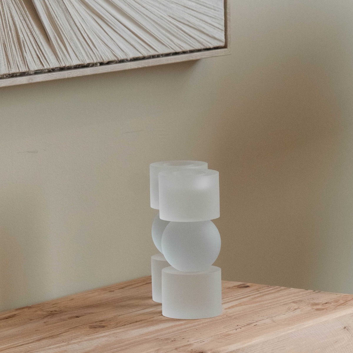 Lila Frosted White Glass Candle Holder - Small