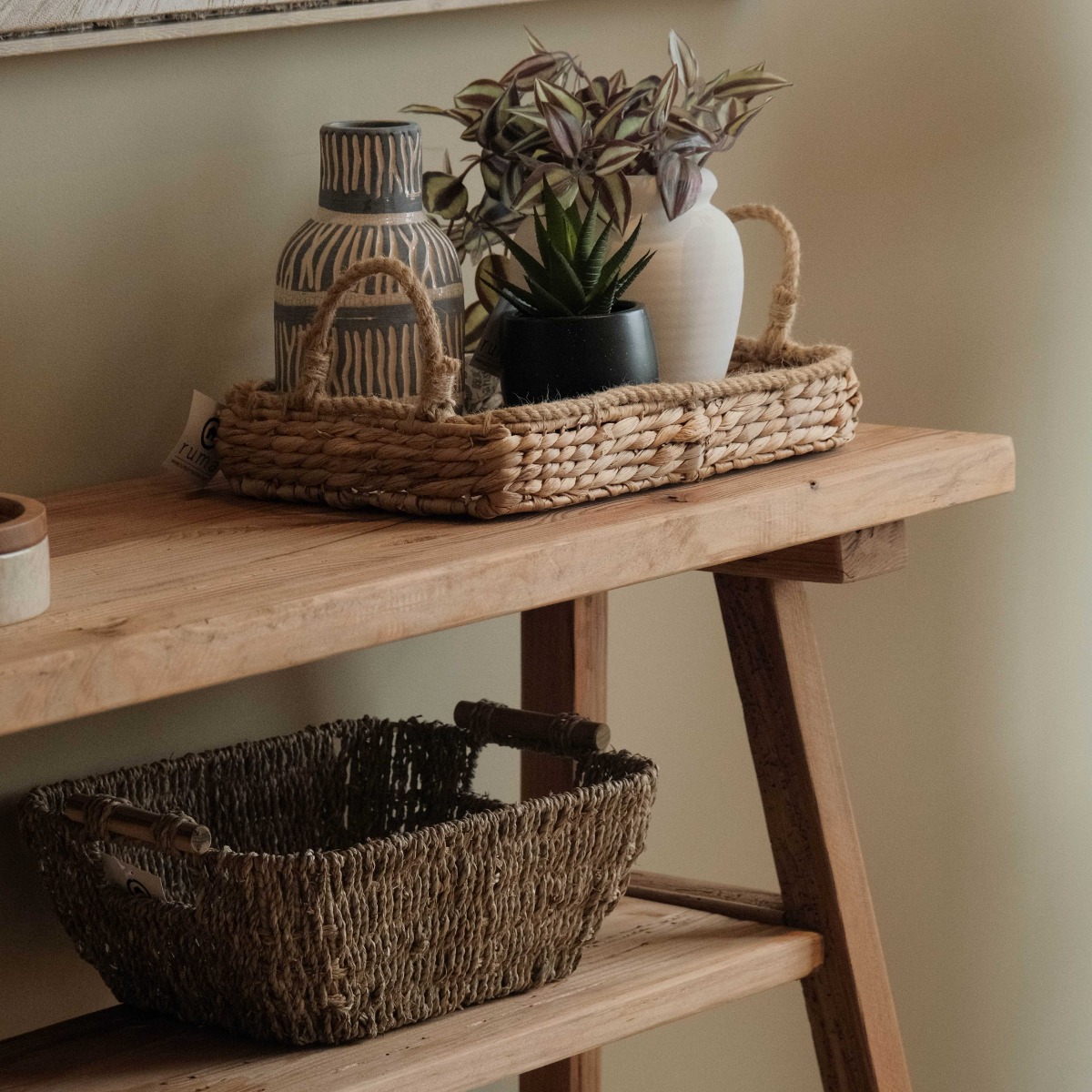 Reclaimed Wood 2-Tier Console Table