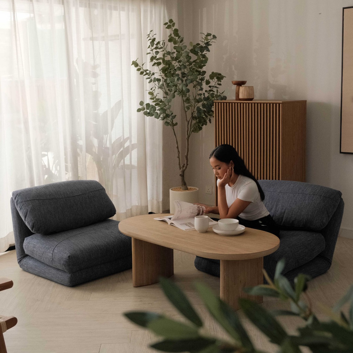 Gin Denim Blue Lazy Couch