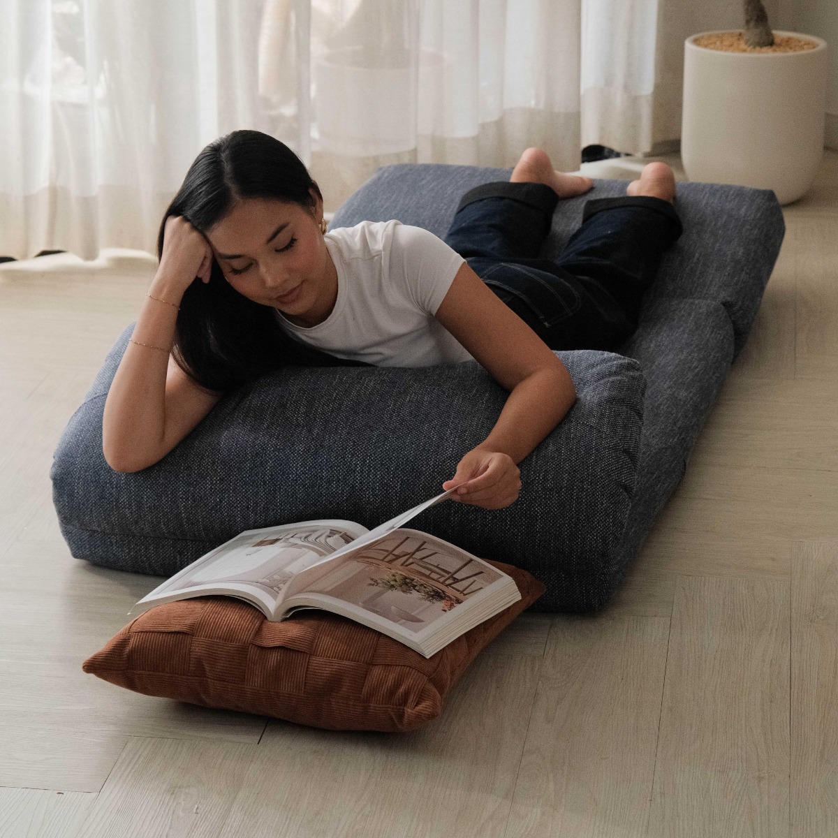 Gin Denim Blue Lazy Couch