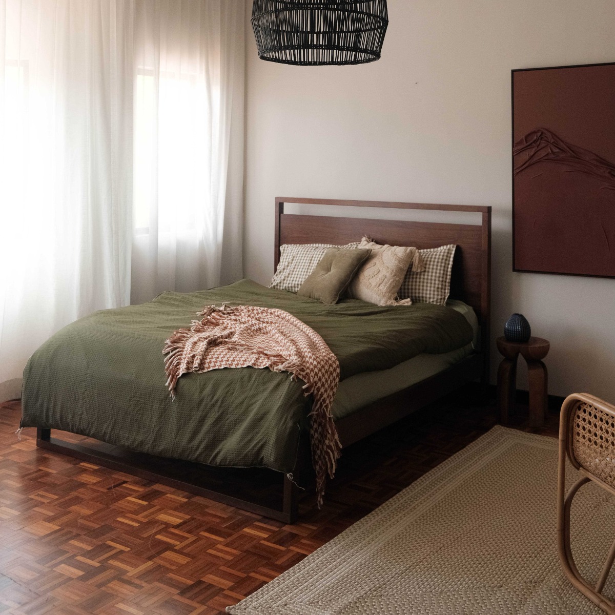 Fred Walnut Mid Century Queen Bed