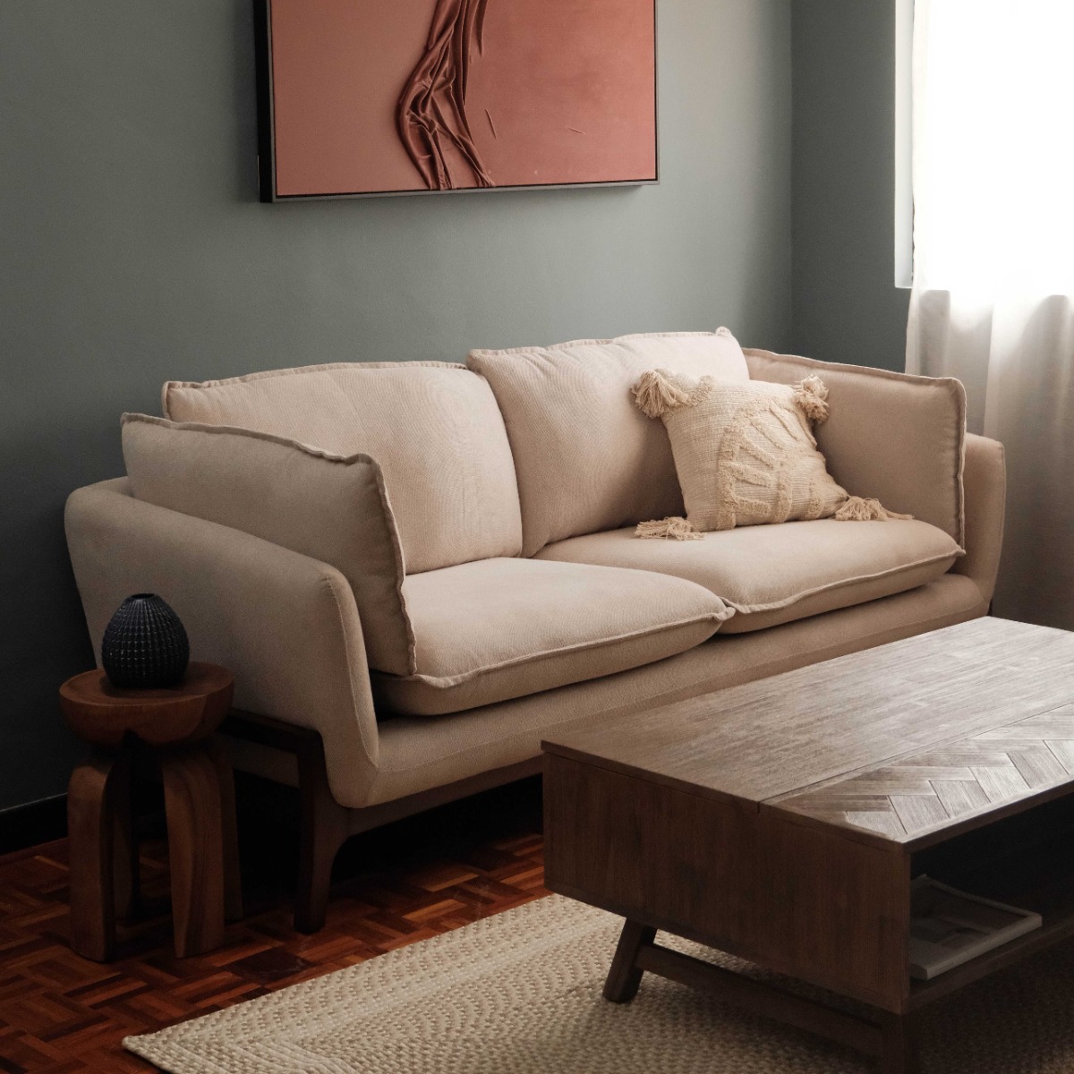 Brett Light Grey 3 Seater Sofa