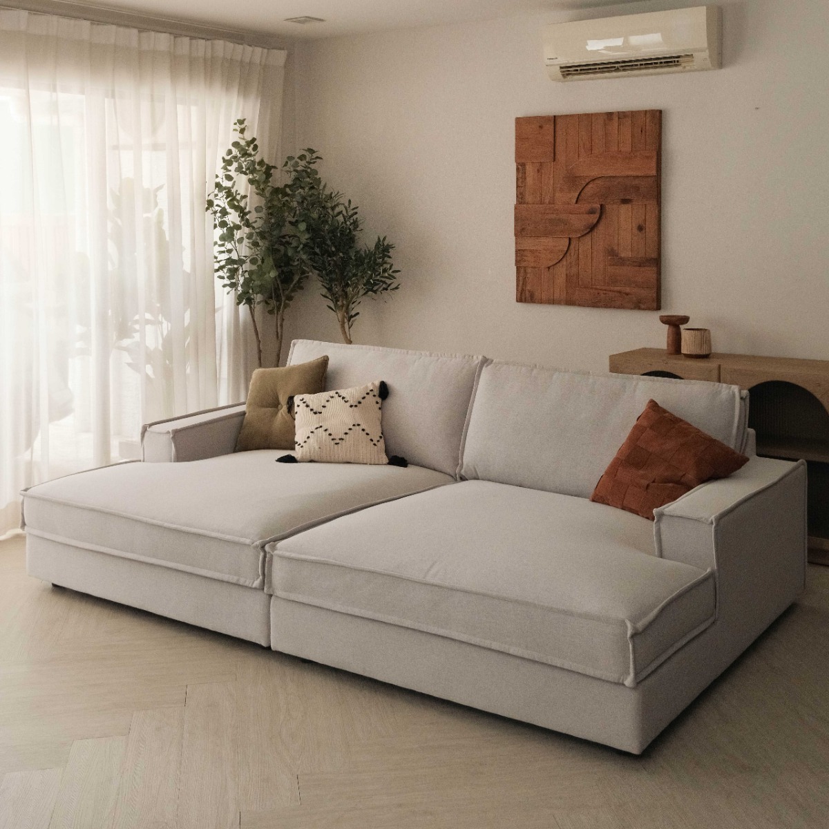 Judith Mist Grey Double Chaise Sofa