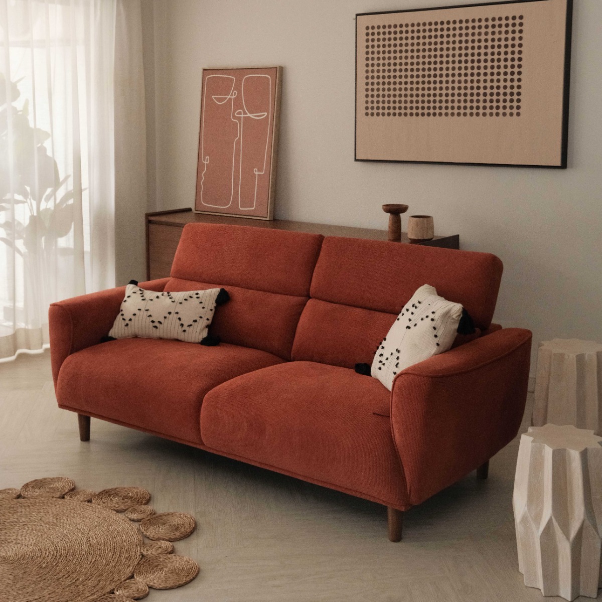 Jake Brick Red 3 Seater Sofa