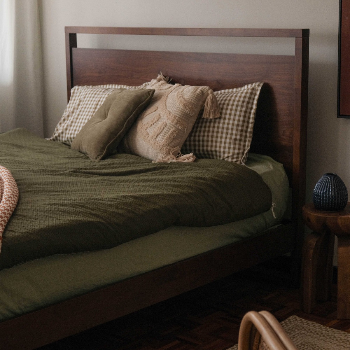 Fred Walnut Mid Century Queen Bed