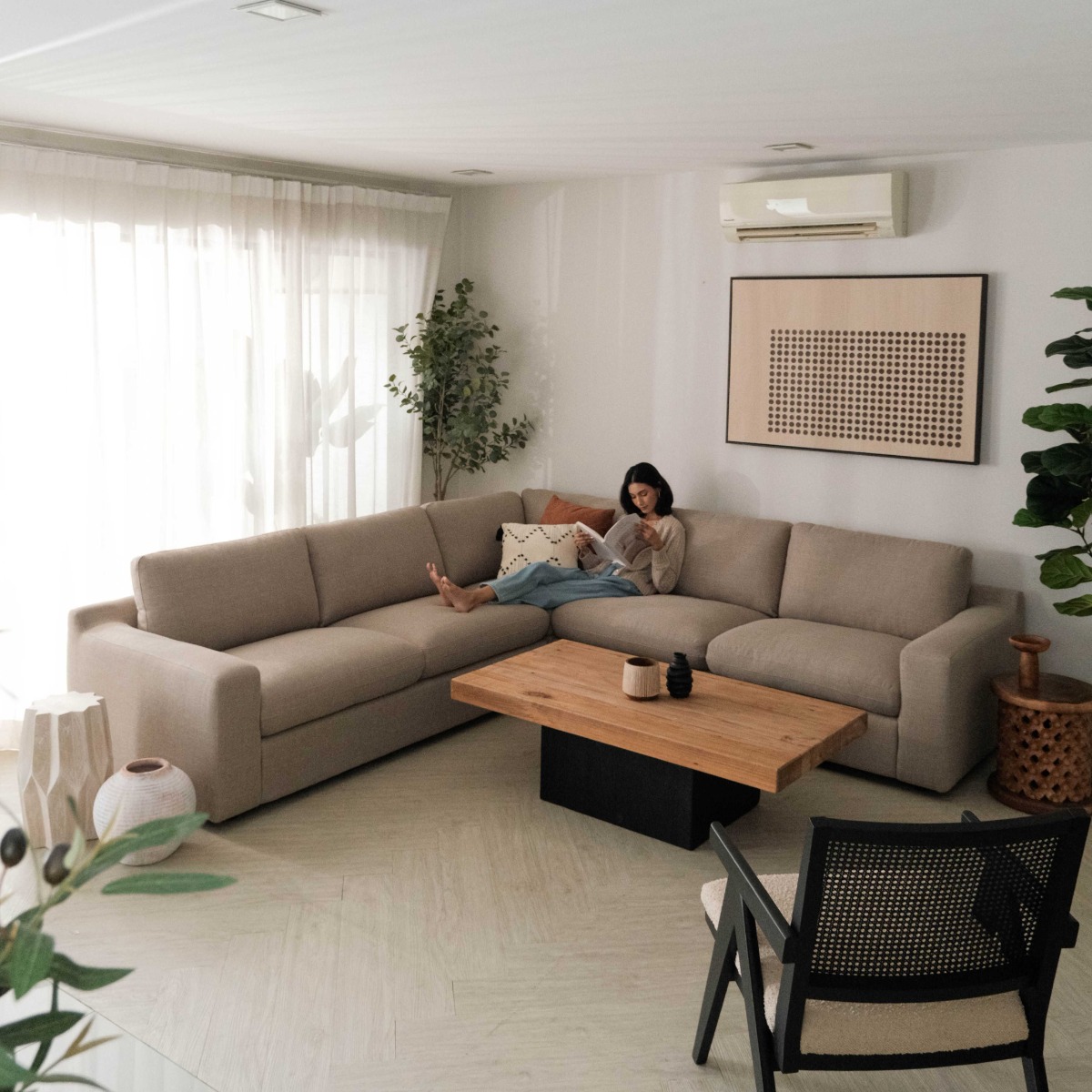 Emmett Sand Brown Corner Sofa