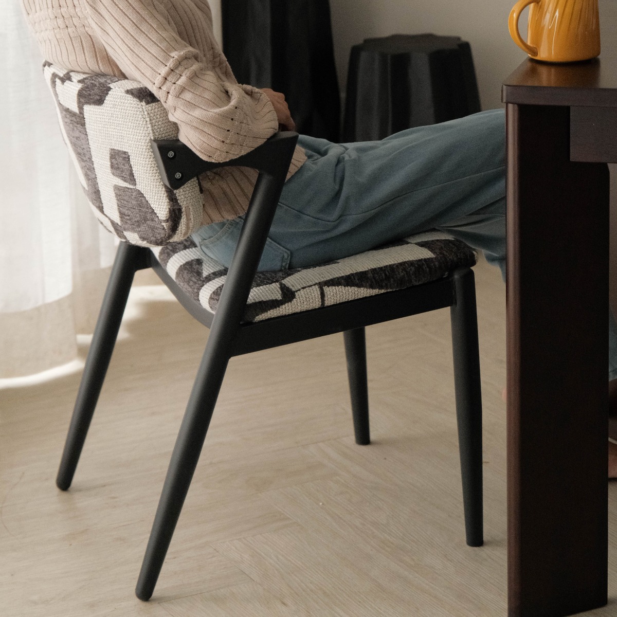 Jenna Ebony Dining Chair Geometric
