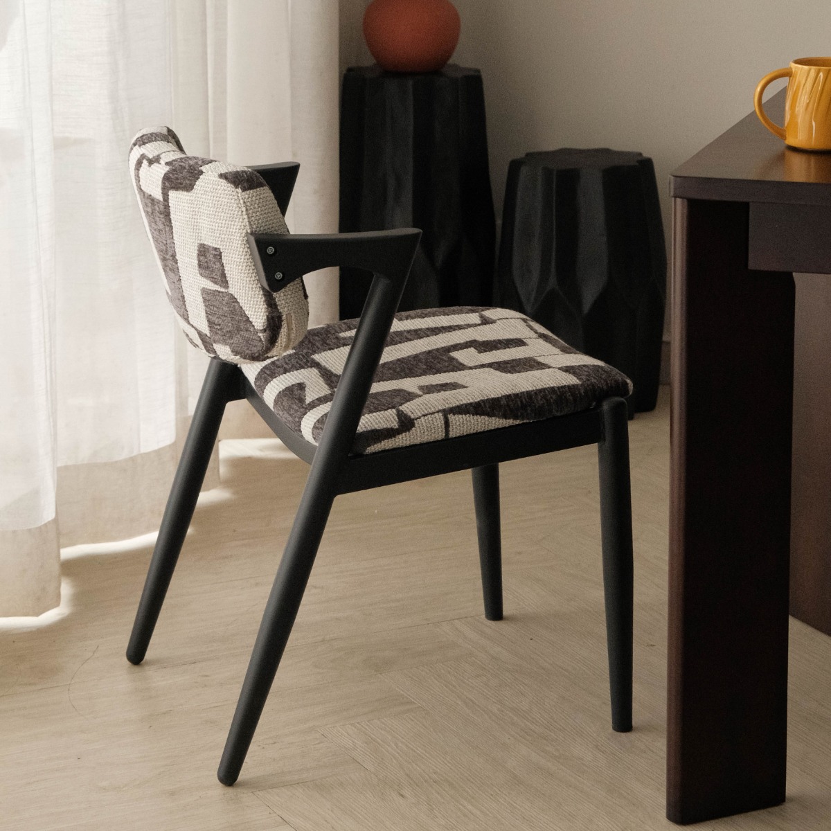 Jenna Ebony Dining Chair Geometric