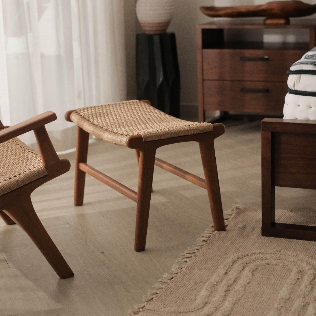 Laras Teak Brown Footstool