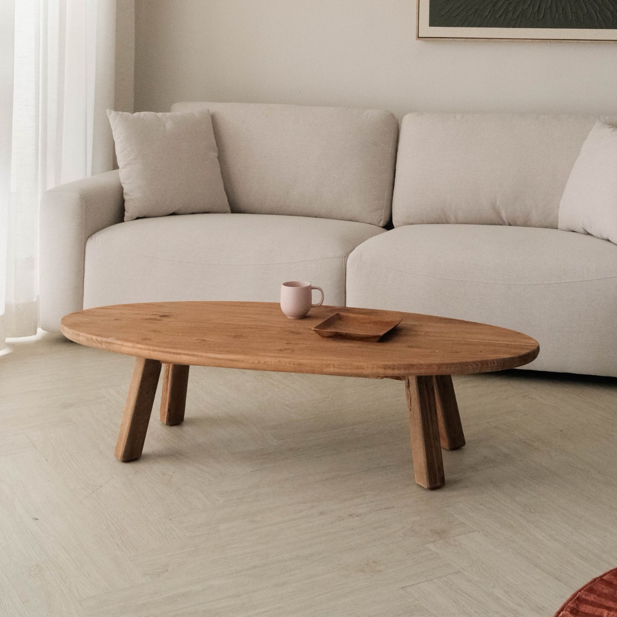 Reclaimed Wood Oval Coffee Table