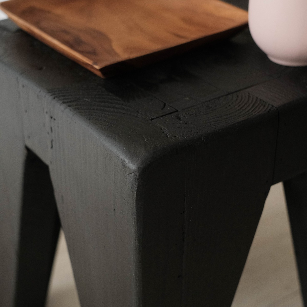 Kubo Reclaimed Wood Ebony Stool
