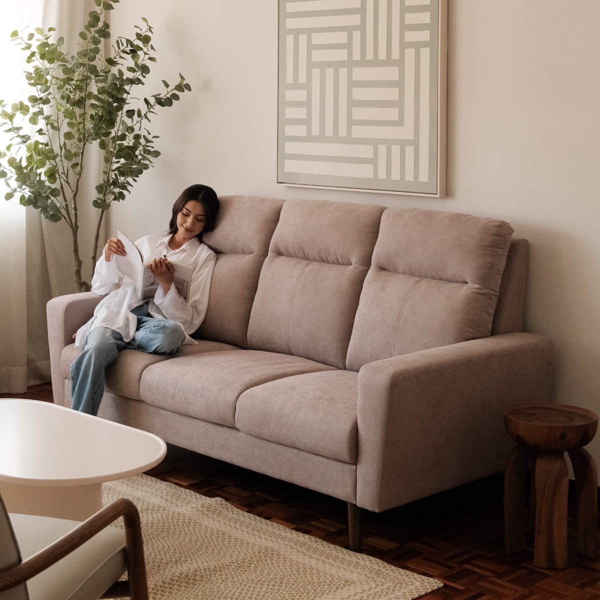Riko Light Brown 3 Seater Sofa