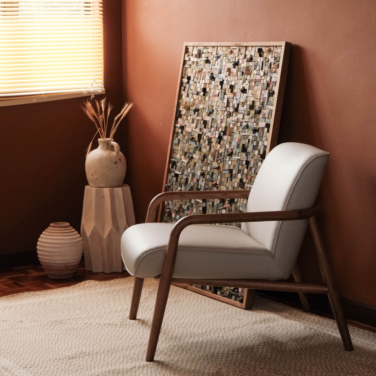 Roux Taupe Leather Lounge Chair