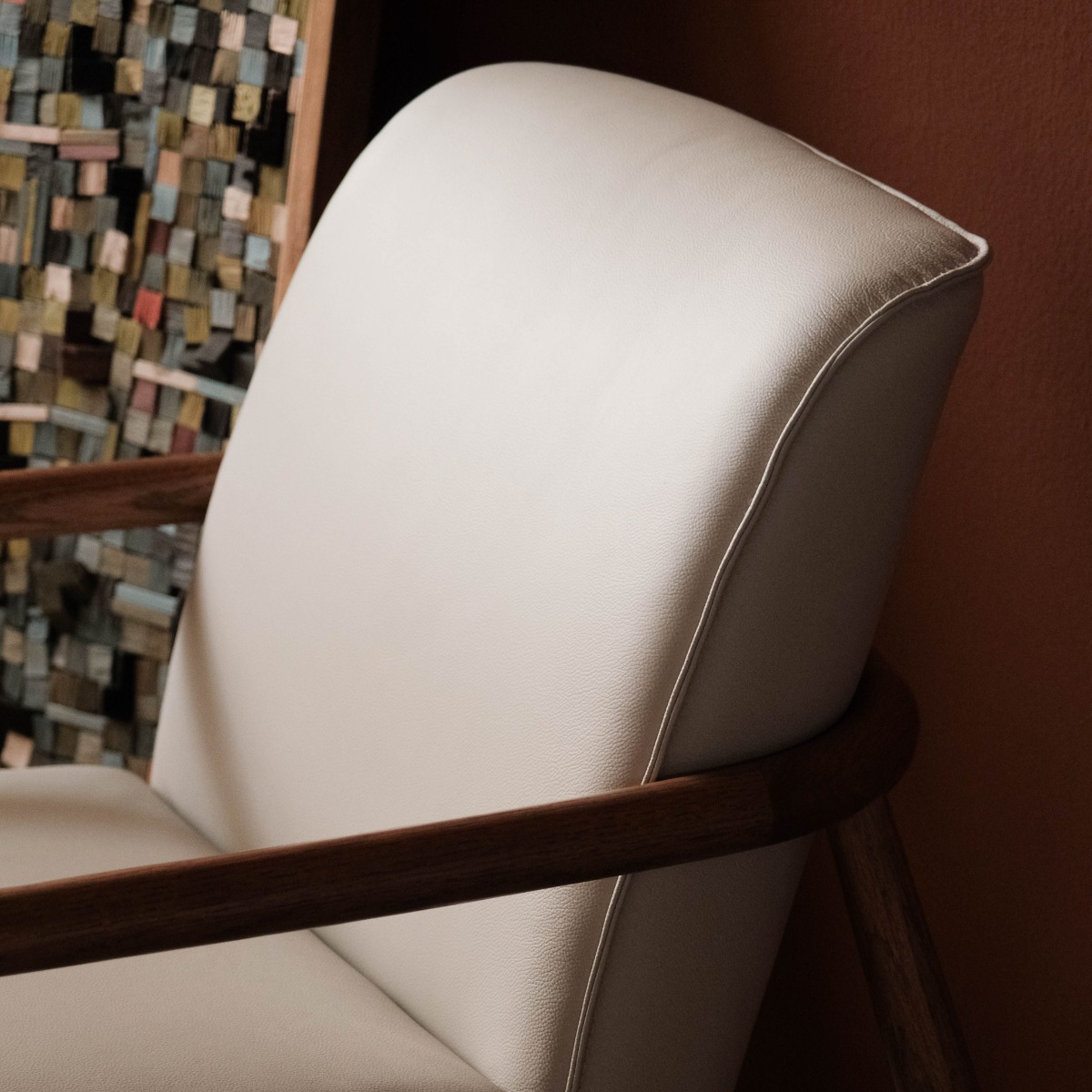 Roux Taupe Leather Lounge Chair