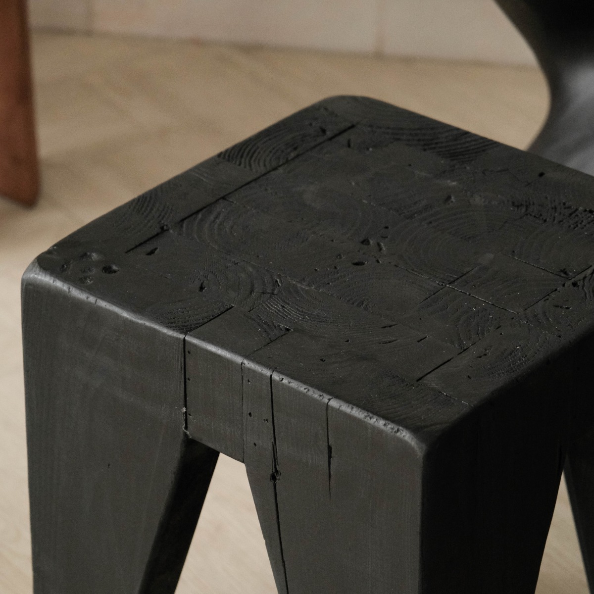 Kubo Reclaimed Wood Ebony Stool