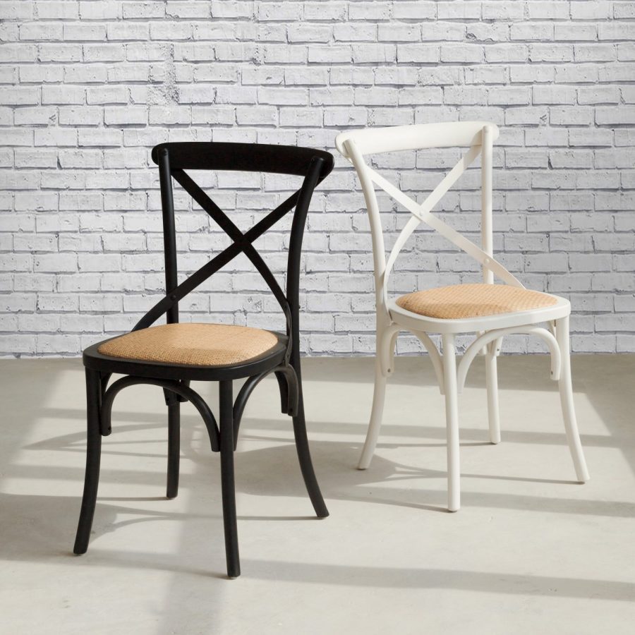 Cross Back Café Dining Chair Rustic Ivory